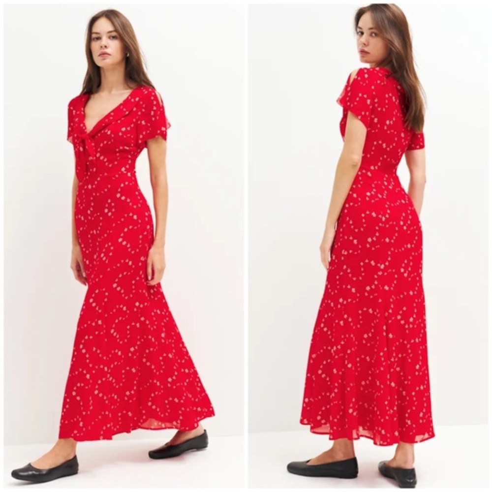 Reformation Red Floral Maxi Dress